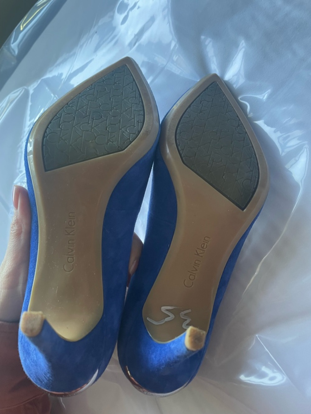 Calvin Klein Royal Blue Pointed-Toe Suede Pumps - Picture 4 of 5